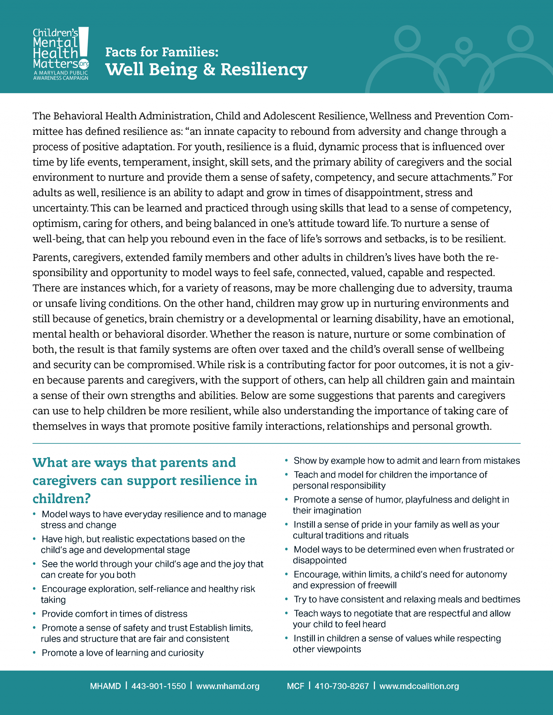 Well Being & Resiliency - Children's Mental Health Matters